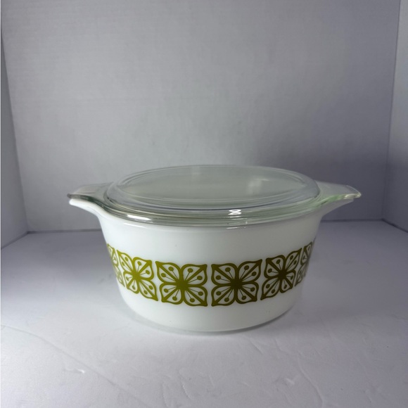 Pyrex Other - Pyrex Glass Casserole Dish with Lid - Green Pattern